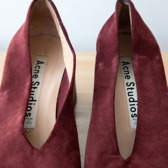 Acne Studios Burgundy Suede Leather Pumps, Size US 6.5 / EU 37 | Dust Bag Inc - Picture 7 of 13